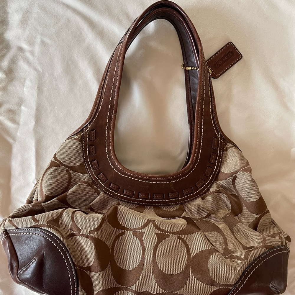 Vintage coach signature brown leather purse